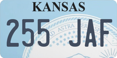 KS license plate 255JAF