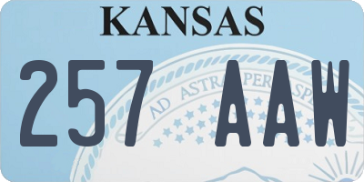 KS license plate 257AAW
