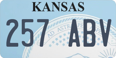 KS license plate 257ABV