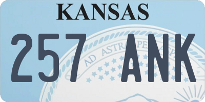 KS license plate 257ANK