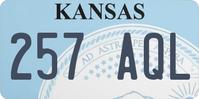 KS license plate 257AQL