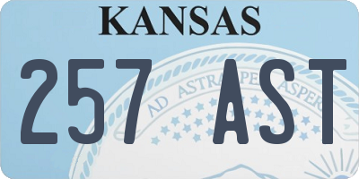 KS license plate 257AST