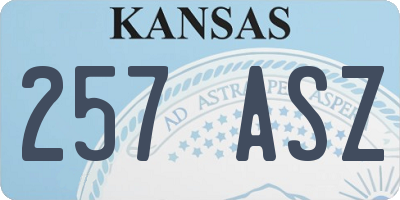 KS license plate 257ASZ