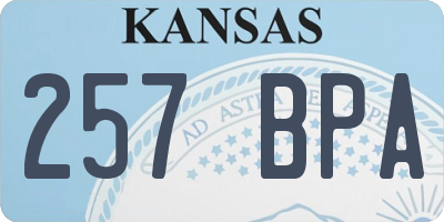 KS license plate 257BPA