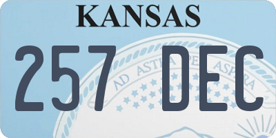 KS license plate 257DEC