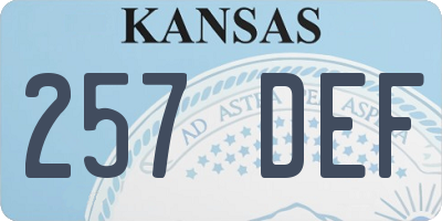 KS license plate 257DEF
