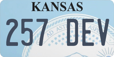 KS license plate 257DEV