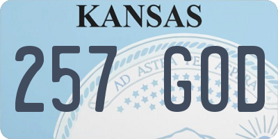 KS license plate 257GOD