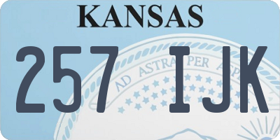 KS license plate 257IJK