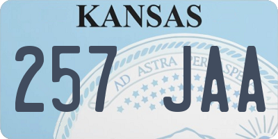 KS license plate 257JAA
