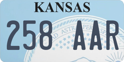KS license plate 258AAR