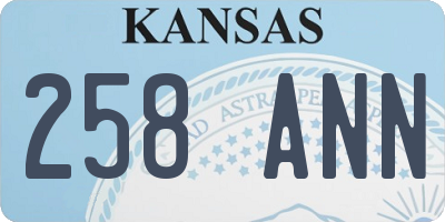 KS license plate 258ANN