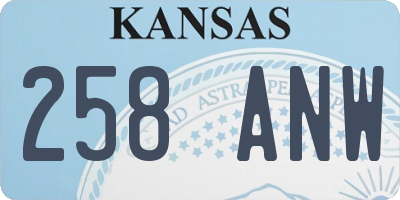 KS license plate 258ANW