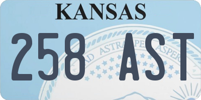 KS license plate 258AST