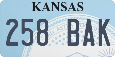 KS license plate 258BAK