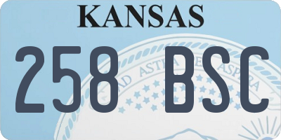 KS license plate 258BSC