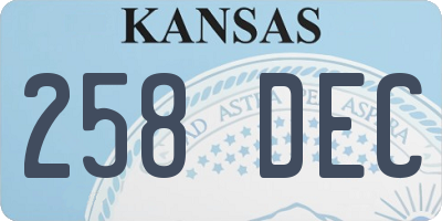 KS license plate 258DEC