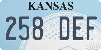 KS license plate 258DEF