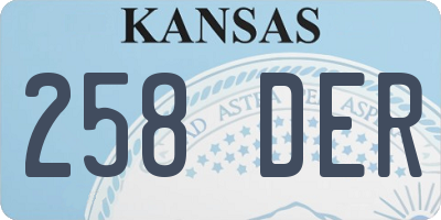 KS license plate 258DER