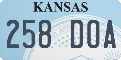 KS license plate 258DOA