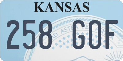 KS license plate 258GOF