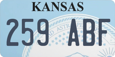 KS license plate 259ABF