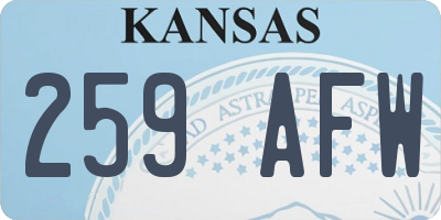 KS license plate 259AFW