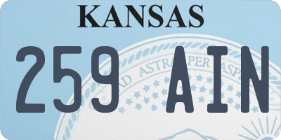 KS license plate 259AIN