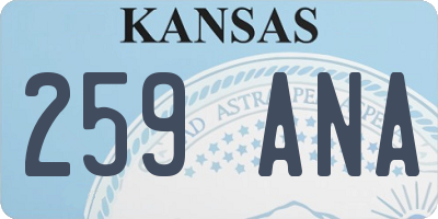KS license plate 259ANA