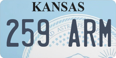 KS license plate 259ARM
