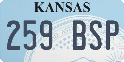 KS license plate 259BSP