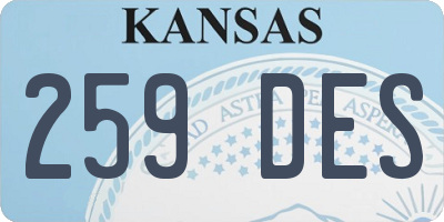 KS license plate 259DES