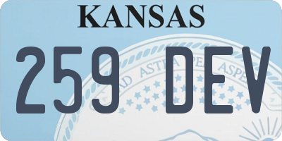 KS license plate 259DEV