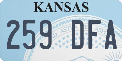 KS license plate 259DFA
