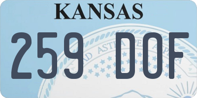 KS license plate 259DOF