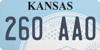 KS license plate 260AAO
