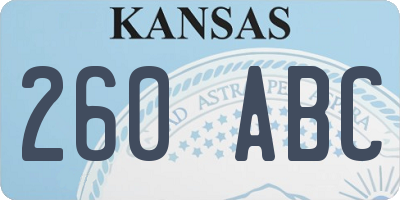KS license plate 260ABC