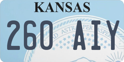 KS license plate 260AIY