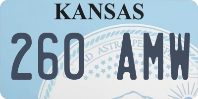 KS license plate 260AMW