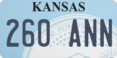 KS license plate 260ANN