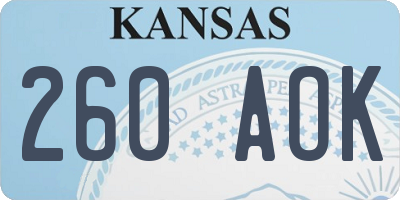 KS license plate 260AOK