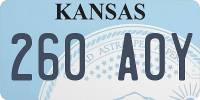 KS license plate 260AOY