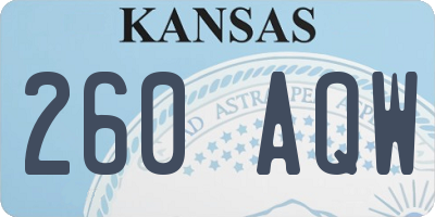 KS license plate 260AQW