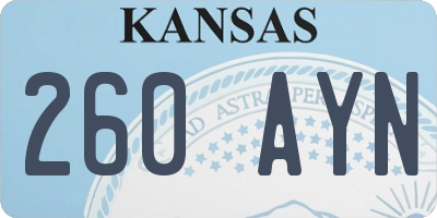 KS license plate 260AYN