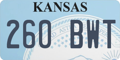 KS license plate 260BWT