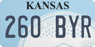 KS license plate 260BYR