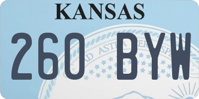 KS license plate 260BYW