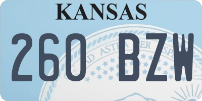 KS license plate 260BZW