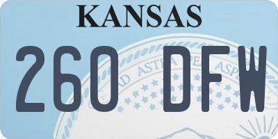KS license plate 260DFW