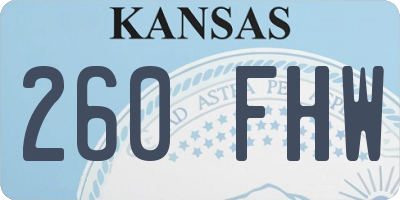 KS license plate 260FHW